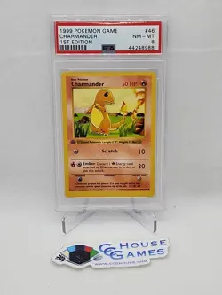 Charmander 1st 46/102 PSA 8 Pokemon Edition Base Set Shadowless *CCGHouse* - Image 1