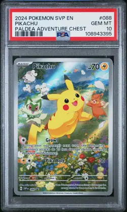 2024 POKEMON SVP EN-SV BLACK STAR PROMO PALDEA ADVENTURE CHEST PIKACHU PSA 10 - Image 1
