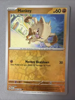 Pokemon TCG * SV Paldean Fates * 45/91 Mankey REVERSE HOLO Common * FRESH PK - Image 1
