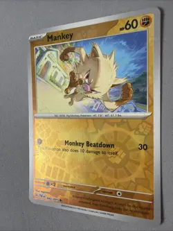 Pokemon TCG * SV Paldean Fates * 45/91 Mankey REVERSE HOLO Common * FRESH PK - Image 2