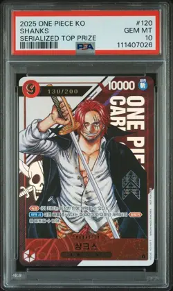 2025 One Piece Promo Korean SHANKS Serialized Top Prize OP01-120 PSA 10 - Image 1