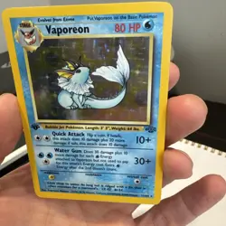 Pokemon TCG Vaporeon Jungle Holo Card 12/64 1st Edition Rare - Image 3