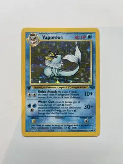 Pokemon TCG Vaporeon Holo Rare Card Jungle, 12/64, First Edition - Image 1