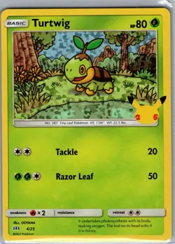 Turtwig - 4/25 Holo McDonald's 25th Anniversary Promos - Pokemon Card - NM - Image 1