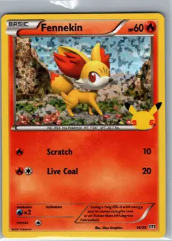 Fennekin - 14/25 Holo McDonald's 25th Anniversary Promos - Pokemon Card - NM - Image 1