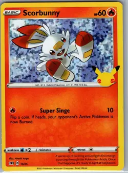 Scorbunny - 16/25 Holo McDonald's 25th Anniversary Promos - Pokemon Card - LP - Image 1