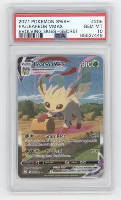 2021 POKEMON SWORD & SHIELD EVOLVING SKIES FULL ART LEAFEON VMAX PSA 10 Q1887 - Image 1