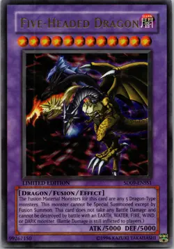 Yugioh Five-Headed Dragon SD09-ENSS1 Limited Edition Ultra Rare NM - Image 1