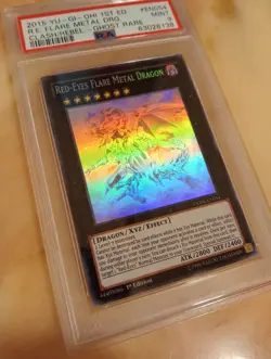 Yu-Gi-Oh Red-Eyes Flare Metal Dragon CORE-EN054 PSA 9 MINT 1st Ed Ghost Rare! - Image 2