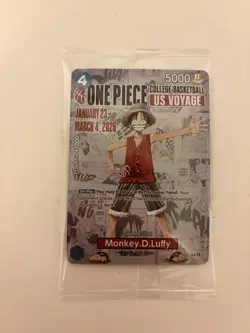 Bandai One Piece Card Game Monkey.D.Luffy College Basketball US Voyage Promo - Image 1