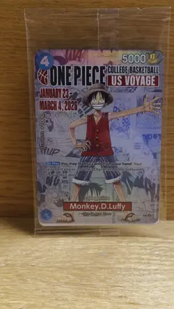 Bandai Namco One Piece CCG Monkey.D.Luffy Basketball US Voyage Promo Card - Image 1