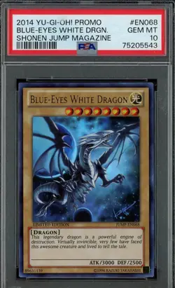 Yugioh Blue Eyes White Dragon JUMP-EN068 PSA 10 GEM MINT Ultra Rare Promo 2014 - Image 1