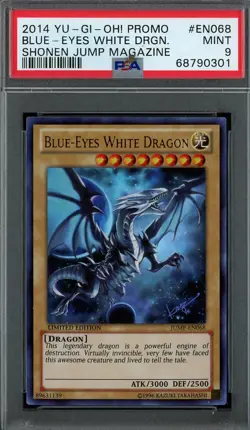 Yugioh Blue Eyes White Dragon JUMP-EN068 Graded PSA 9 MINT Ultra Rare Promo 2014 - Image 1