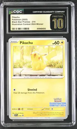 Pikachu Illustration Contest 2024 Black Star Promo 214 SVP CGC 10 Pristine 2025 - Image 1