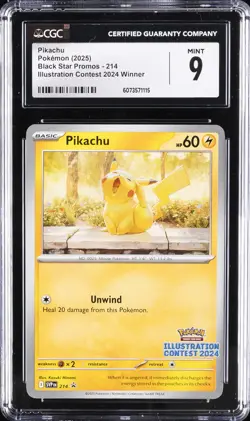 2025 POKEMON BLACK STAR PROMOS ILLUSTRATION CONTEST 2024 WINNER PIKACHU CGC 9 - Image 1