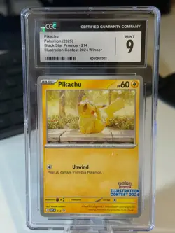 2025 Pokemon Pikachu Black Star Promo Illustration Contest 2024 SVP 214 CGC 9 - Image 1