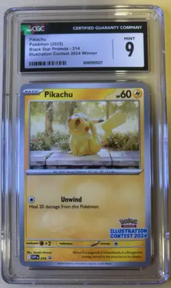 2025 Pokemon Pikachu Black Star Promo Illustration Contest 2024 SVP 214 CGC 9 - Image 1