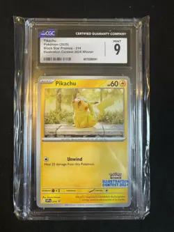 2025 Pokemon Pikachu Black Star Promo Illustration Contest 2024 SVP 214 CGC 9 - Image 1