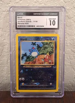 2001 Pokemon Marill 11 Reverse Holo Southern Islands CGC 10 Gem Mint - Image 1