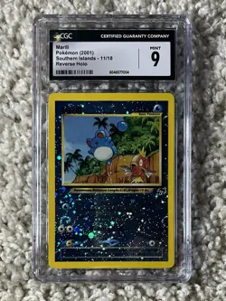 Marill Reverse Holo CGC 9 Pokemon 2000 Southern Islands 11/18 Four Swirls POP 96 - Image 4