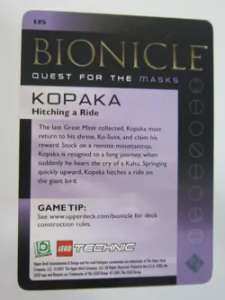 KOPAKA BIONICLE QUEST FOR THE MASKS CARD 135 FULL ART NEV PLAYED NM - Image 2