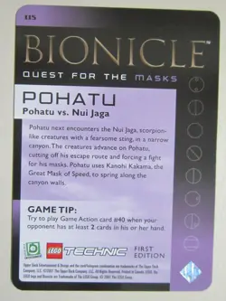 POHATU BIONICLE QUEST FOR MASKS 1ST ED CARD 115 VS NUI JAGA FULL ART LEGO NP NM - Image 2