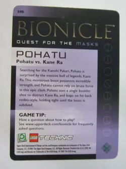 POHATU VS KANE RA BIONICLE QUEST FOR THE MASKS CARD 116 FULL ART NEV PLAYED NM - Image 2