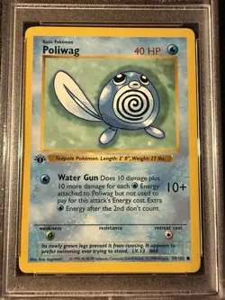 1999 Pokemon Base Set #59 Poliwag 1st Edition Shadowless PSA 8 - Image 3