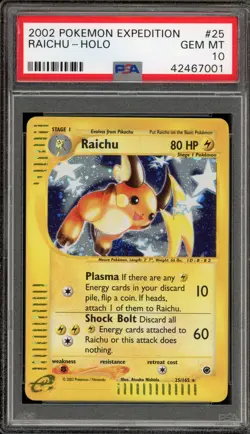 Pokemon Raichu Expedition Holo Rare #25 PSA 10 Gem Mint - Image 1