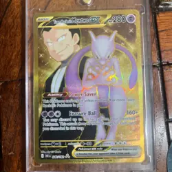 Pokemon TCG Team Rocket’s Mewtwo ex Hyper Rare 240/182 Destined Rivals Gold NM/M - Image 1