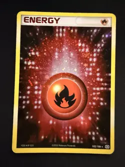 Pokemon TCG Fire Energy Emerald 102/106 Swirl Holo Rare - Image 1