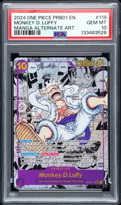 One Piece Monkey.D.Luffy PRB01 Manga Alternate Art OP05-119, PSA 10 Gem Mint - Image 1