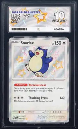 Snorlax Ace 10 Paldean Fates 202/091 SV Baby Shiny Pokemon Card - Image 1