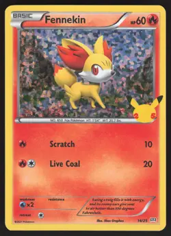 Fennekin Holo NM 14/25 McDonald's 25th Anniversary Promos Pokemon Card - Image 1