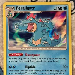 Feraligatr 24/70 Holo Rare Sun & Moon Dragon Majesty Pokemon Card 2018 LP - Image 2