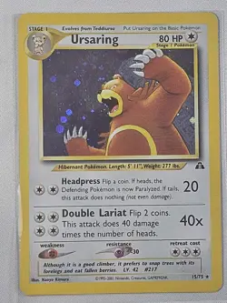 Pokemon Card Ursaring 15/75 Neo Discovery HOLO RARE SET BREAK TCG - LP - Image 1