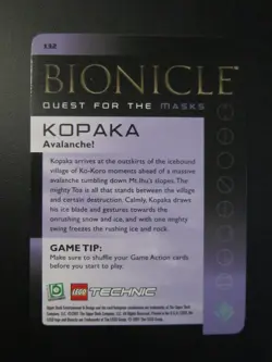 KOPAKA BIONICLE QUEST FOR MASKS AVALANCHE CARD 132 FULL ART LEGO NEVER PLAYED NM - Image 2
