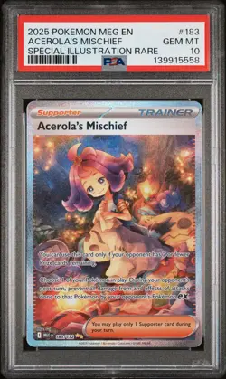 2025 POKEMON MEG EN-MEGA EVOLUTION #183 ACEROLA'S MISCHIEF PSA 10 - Image 1