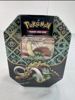 Pokemon Paldean Fates Great Tusk ex Tin (4 Packs) New Sealed English NEW SEALED - Image 1