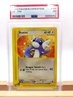 PSA 7 Dratini 107/165 Non - Holo Expedition 2002 Pokemon NEAR MINT Pop 3 - Image 1