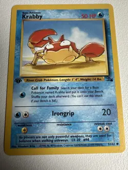 Krabby 1st Edition Fossil 51/62 WOTC Vintage Pokemon 1999 - Image 1