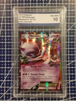 2015 POKEMON XY MEWTWO EX 62/162 Gem Mint 10 BREAKTHROUGH Holo Ultra Rare - Image 2