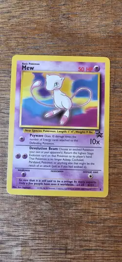 Mew Black Star Promo Card Number 8 TCG Pokemon Card 1999 WOTC Vintage Rare - Image 1