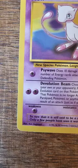 Mew Black Star Promo Card Number 8 TCG Pokemon Card 1999 WOTC Vintage Rare - Image 3