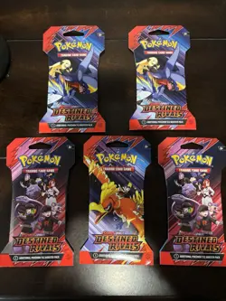 Pokemon TCG DESTINED RIVALS Sleeved Booster Packs New Sealed Lot of 5 Packs - Image 1