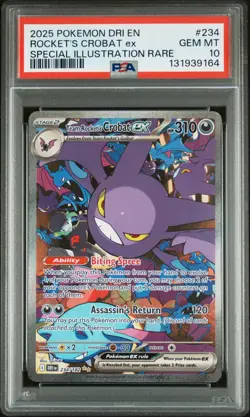 2025 POKEMON DESTINED RIVALS ILLUSTRATION RARE TEAM ROCKET'S CROBAT EX PSA 10 - Image 1