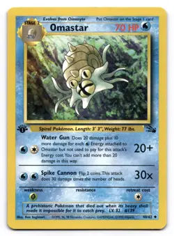Omastar LP 40/62 1st Edition Fossil Pokemon TCG Regular - Image 1