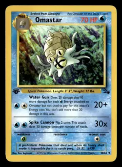 Omastar Uncommon 1st Edition Fossil 40/62 LP Pokemon TCG - Image 1