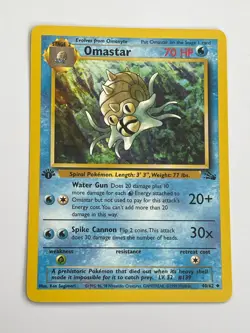 1999 Pokemon Fossil Set Omastar 1st Edition Uncommon LP 40/62 - Image 1