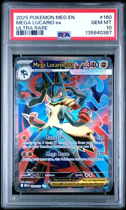 2025 POKEMON MEG EN-MEGA EVOLUTION ULTRA RARE #160 MEGA LUCARIO EX PSA 10 - Image 1
